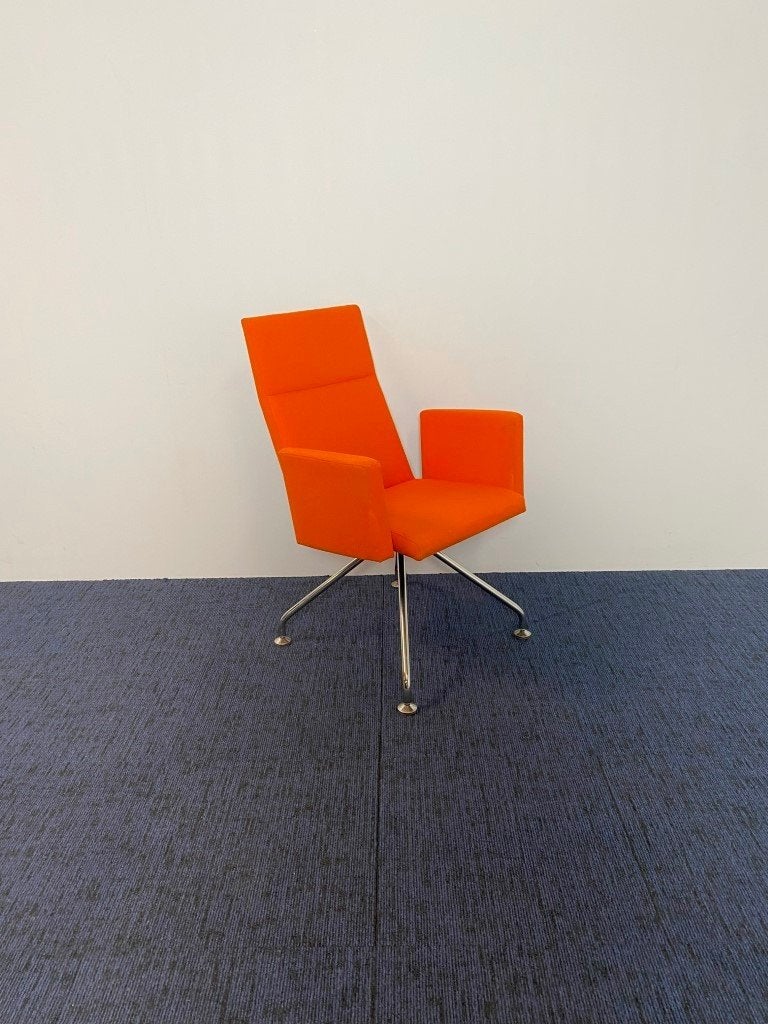 2 x Vergaderstoel Martela Form, oranje stof, chroom frame, Ophalen, Gebruikt, Twee, Overige kleuren