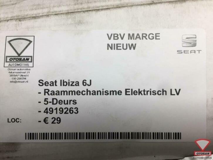 seat ibiza 6j raammechanisme elekt. links voor 5drs nieuw! 4, Gebruikt, Autovia A-2, Km 585 585
08760  Martorell, ES, Ophalen of Verzenden