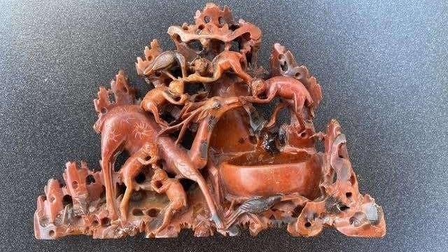 Chinese Speksteen snijwerk, Overige onderwerpen, Ophalen of Verzenden, Handgemaakt, 20 - 50 cm