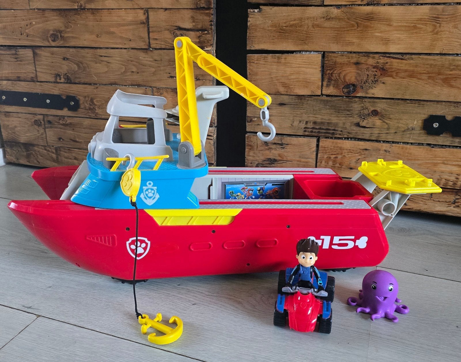 Paw Patrol Sea Patroller met Ryder, quad en inktvis, Ophalen of Verzenden, Gebruikt