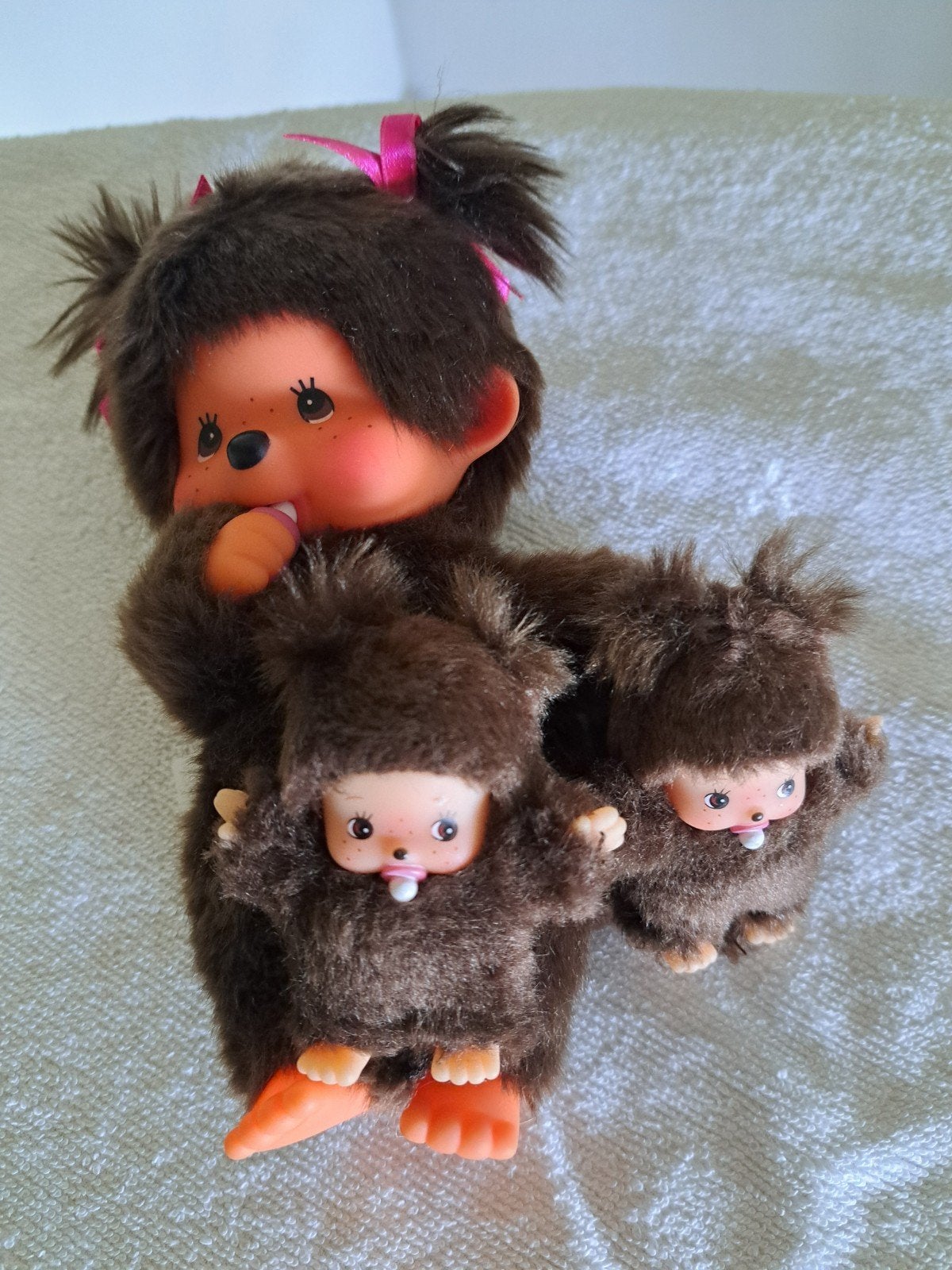 Monchhichi knuffels - set van 3, Overige merken, Overige karakters, Ophalen of Verzenden, Zo goed als nieuw