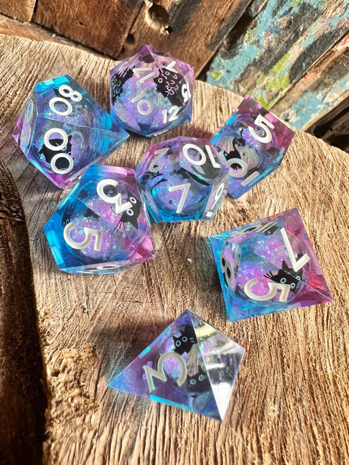 DND dice / Cats / roze- blauw / liquid / RPG / D&D / nieuw, Ophalen of Verzenden, Nieuw