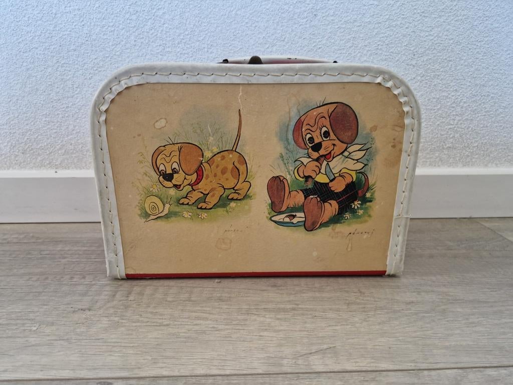 Koffertje koffer vintage retro hondje sigaar broodtrommel, Ophalen of Verzenden, Huis en Inrichting