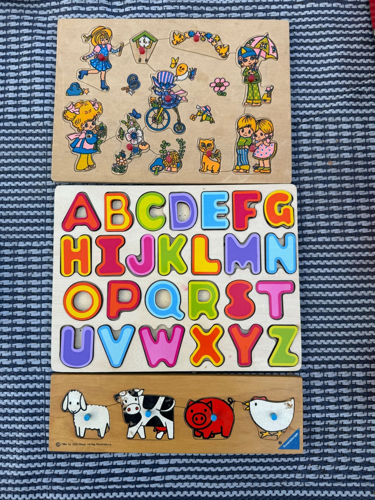 Houten Puzzels: Dieren, Alfabet en Themafiguren, 2 tot 4 jaar, Gebruikt, Ophalen of Verzenden, Van hout