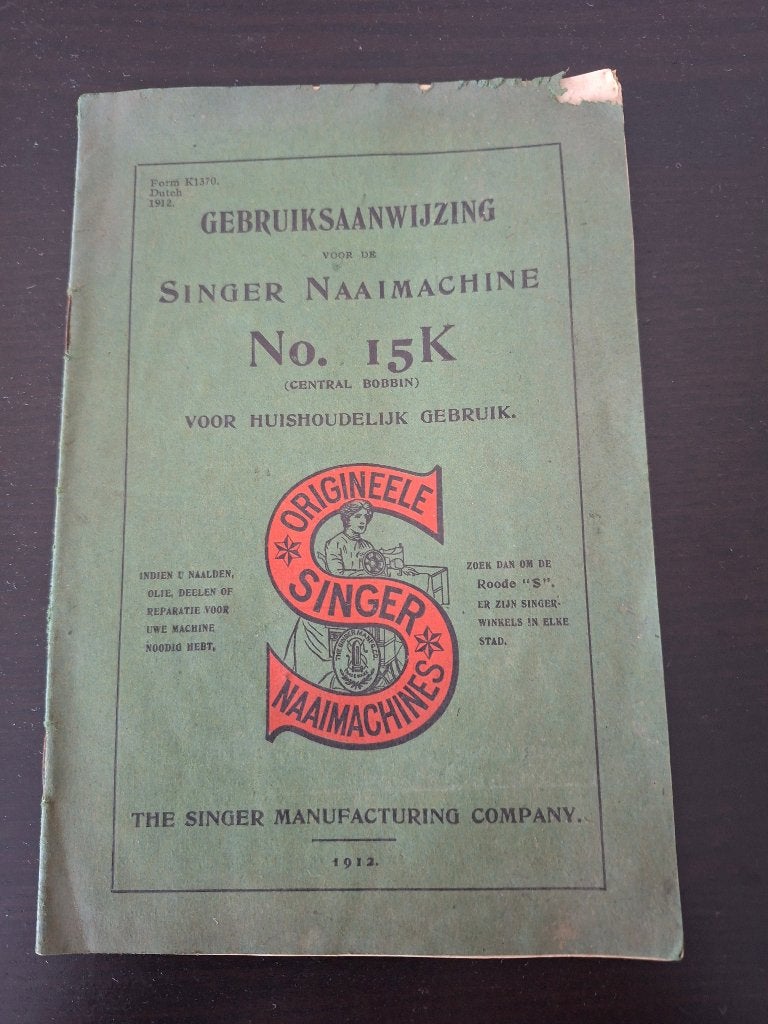 gebruiksaanwijzing SINGER 15K  uit 1912, Antiek en Kunst, Verzenden