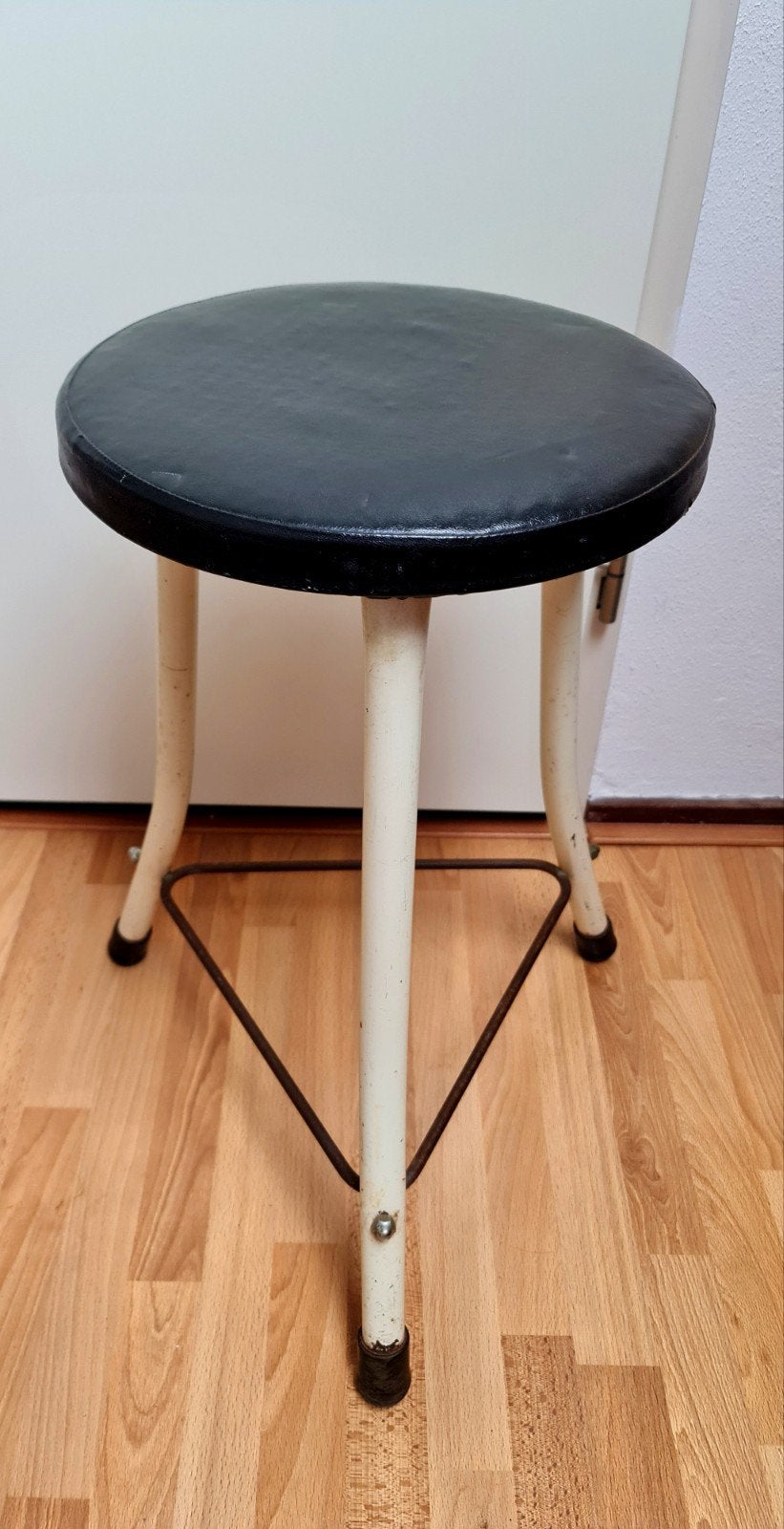 Brabantia kruk jaren 50 60 metaal skai zitting zwart vintage, Ophalen, Gebruikt, Staal