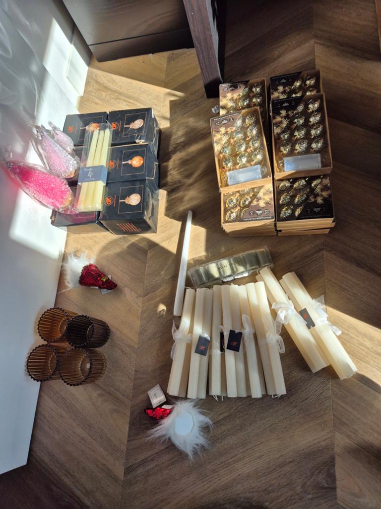 Partij diverse kerst decoratie: kaarsen, houders, verlichtin, Huis en Inrichting, Overige materialen, Nieuw, Ophalen of Verzenden