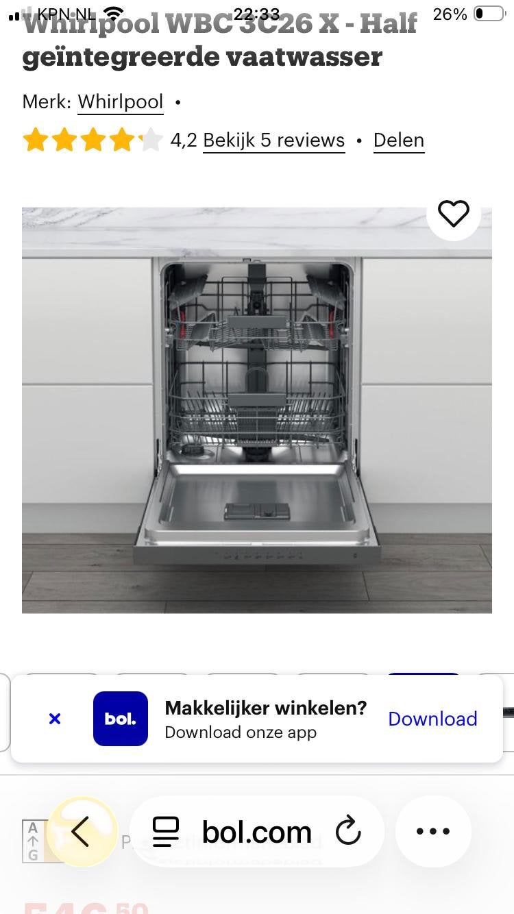 Nieuwe  Wirlpool vaatwasmachine, Witgoed en Apparatuur, Ophalen, Nieuw, Inbouw