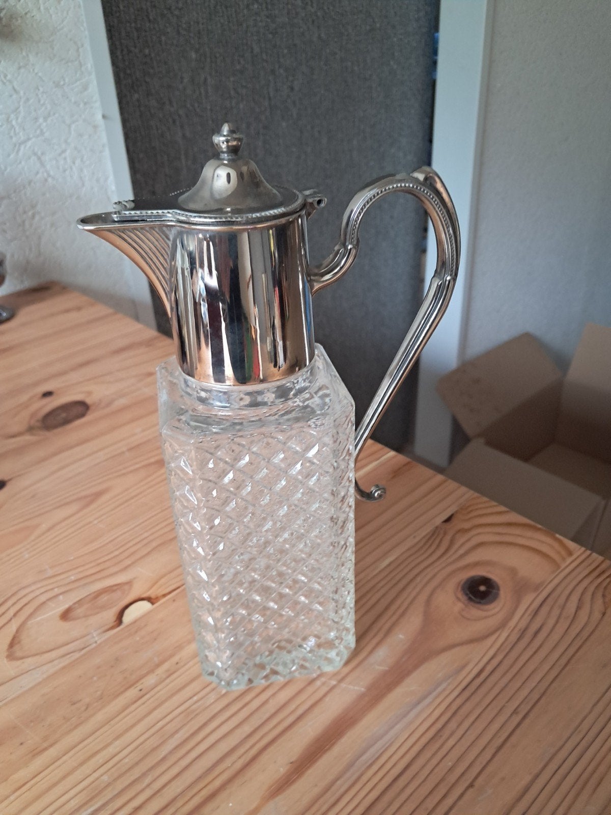 Vintage Wijnkaraf 20cm met Verzilverde Schenktuit, Ophalen of Verzenden