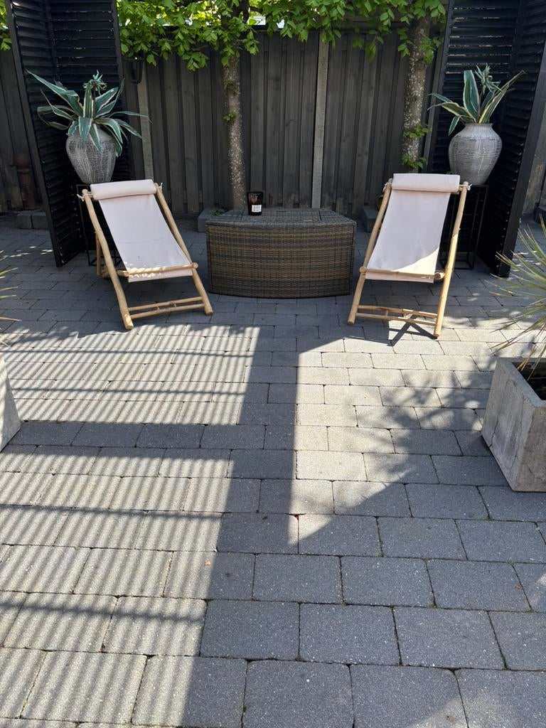 2 bamboe ligstoelen (nieuw), Ophalen of Verzenden, Zo goed als nieuw, Kunststof