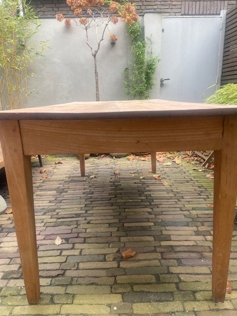 Stoere LEGERTAFEL van perenhout - heel stevig, Ophalen, Gebruikt, Landelijk - Stoer, 50 tot 100 cm