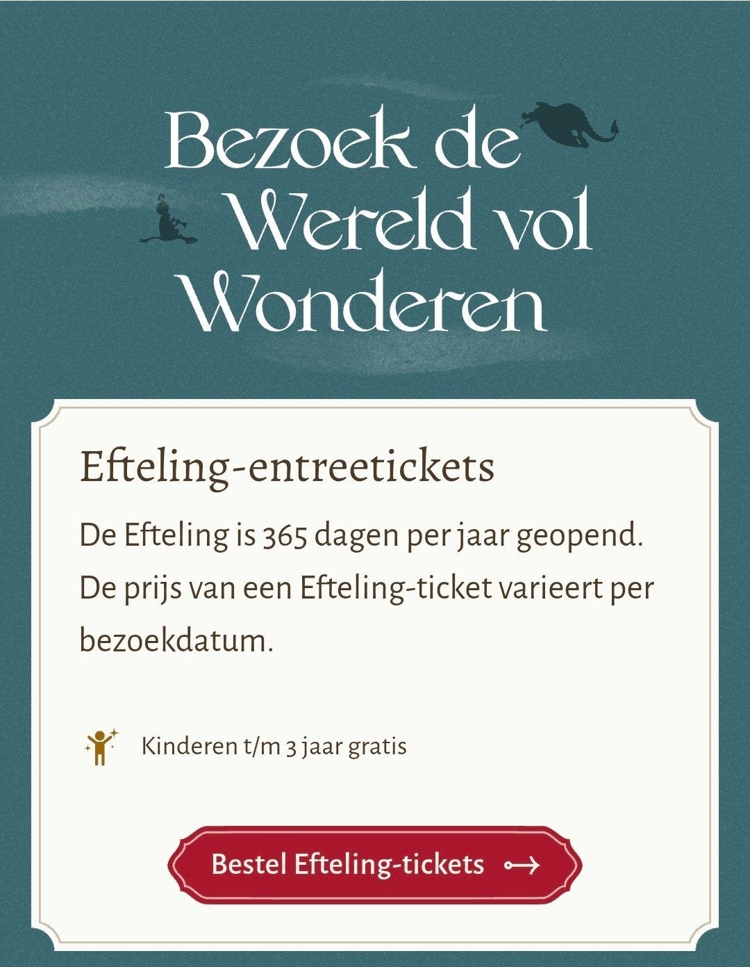 Efteling voucher/ tickets., Drie personen of meer, Ticket of Toegangskaart