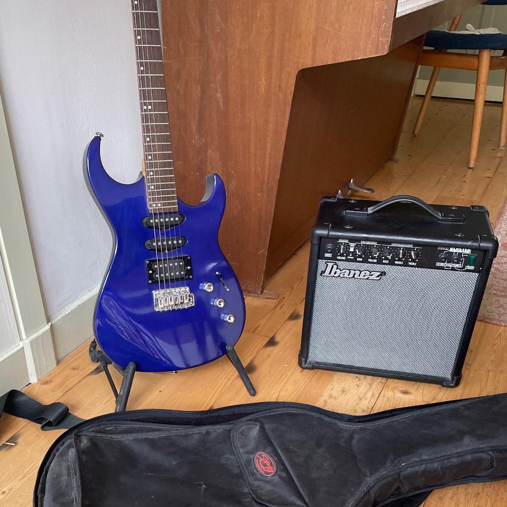 Silvertone SIK1/MBM gitaar met Ibanez TB15 versterker, Gebruikt, Met versterker, Solid body, Ophalen