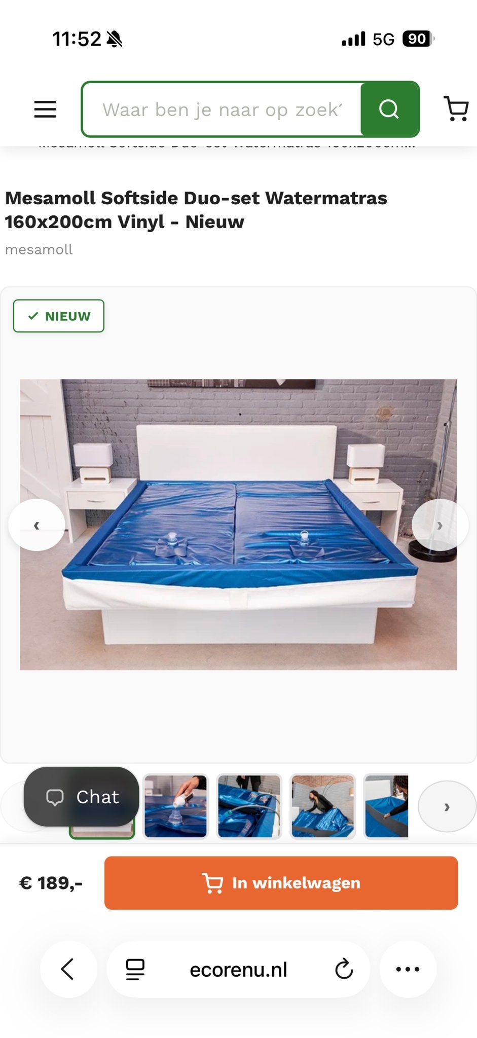 Complete duo watermatras 180x200 cm - 2 jaar oud, Huis en Inrichting, Ophalen, Tweepersoons, 180 cm, 200 cm