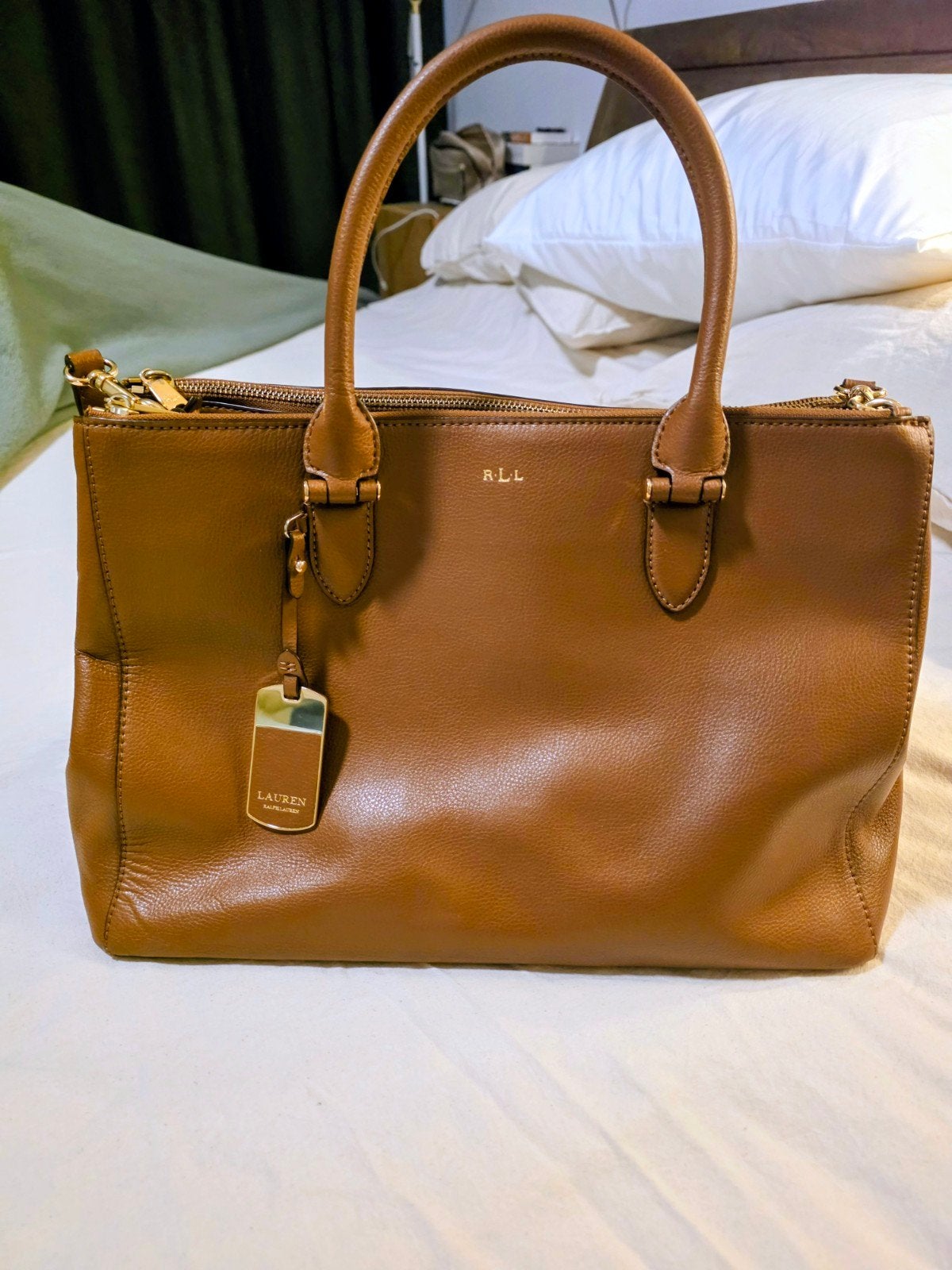 Lauren Ralph Lauren Handtas Bruin Leer - Zo goed als nieuw, Ophalen of Verzenden, Zo goed als nieuw, Bruin, Handtas
