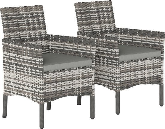 Outsunny Stoelenset - PE-rattan, Staal - 58L x 62B x 87H cm, Tuin en Terras, Rotan, Nieuw, Ophalen of Verzenden, X
