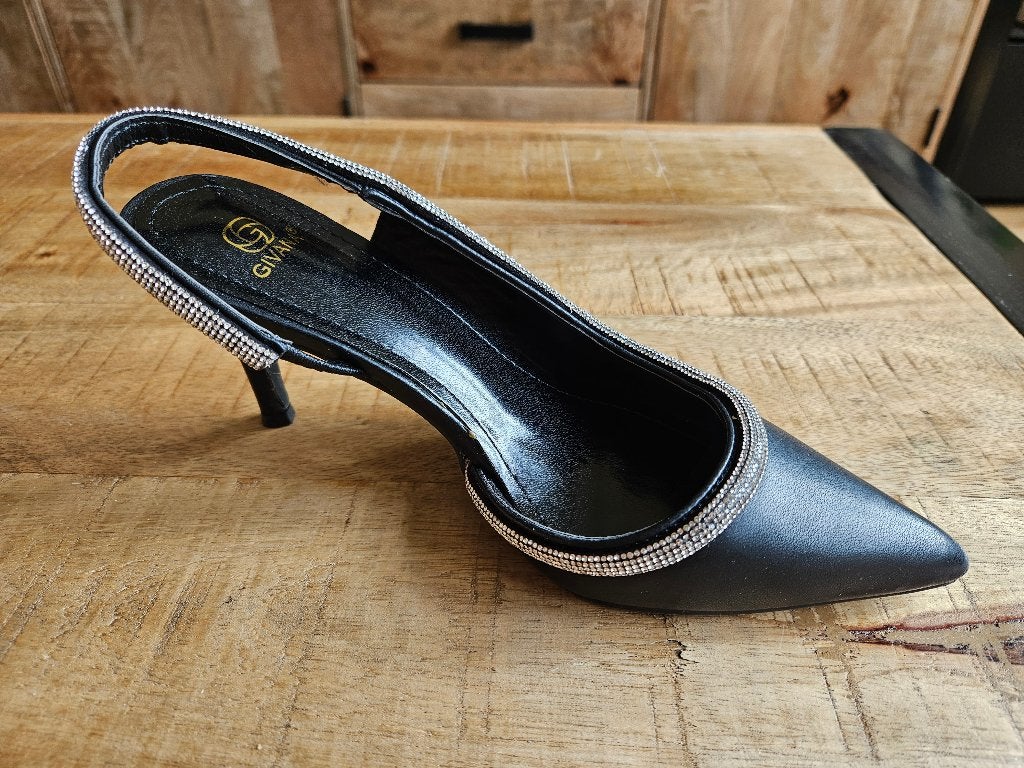 Zwarte pumps met strassteentjes, Ophalen, Pumps, Zwart, Zo goed als nieuw