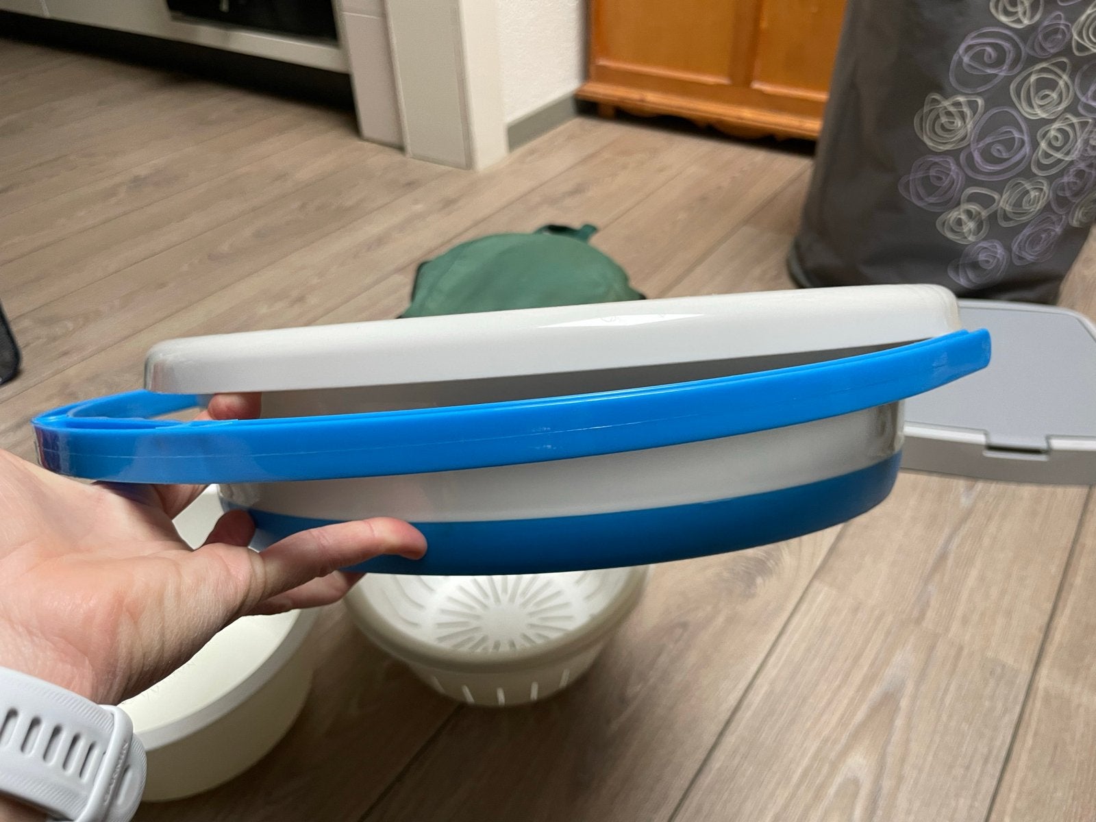 Opvouwbare emmer/afwasteil - handig voor camping/caravan, Ophalen of Verzenden, Gebruikt