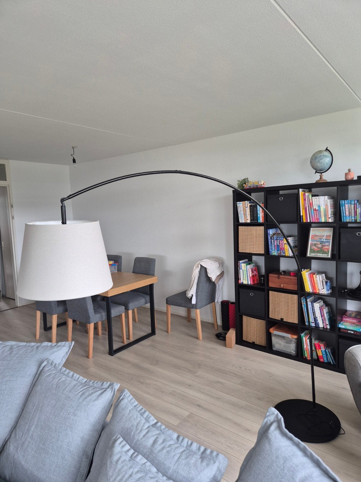 Moderne booglamp met stoffen kap, Ophalen, Gebruikt, Modern, Industrieel, 200 cm of meer