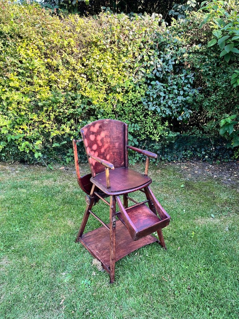 Antieke Kinderstoel - Antique Wooden Convertible High Chair, Kinderen en Baby's, Kinderstoelen, Ophalen, Gebruikt, Overige typen