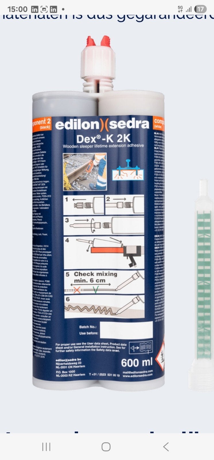 6 x lijm verankering epoxy, Ophalen