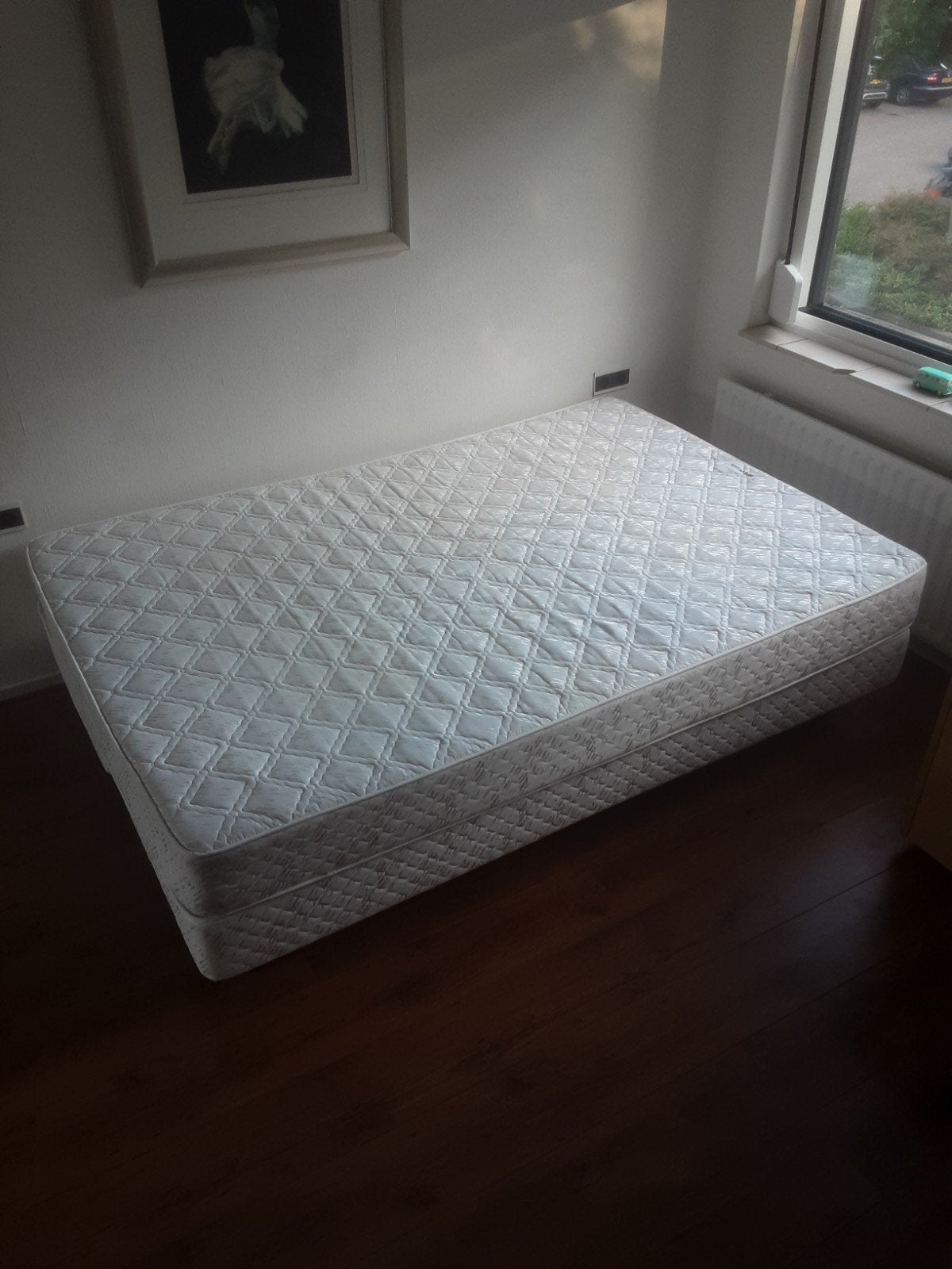 Tweepersoonsbed (200 x 140 cm) boxsprings, Ophalen, Gebruikt, Tweepersoons, 140 cm