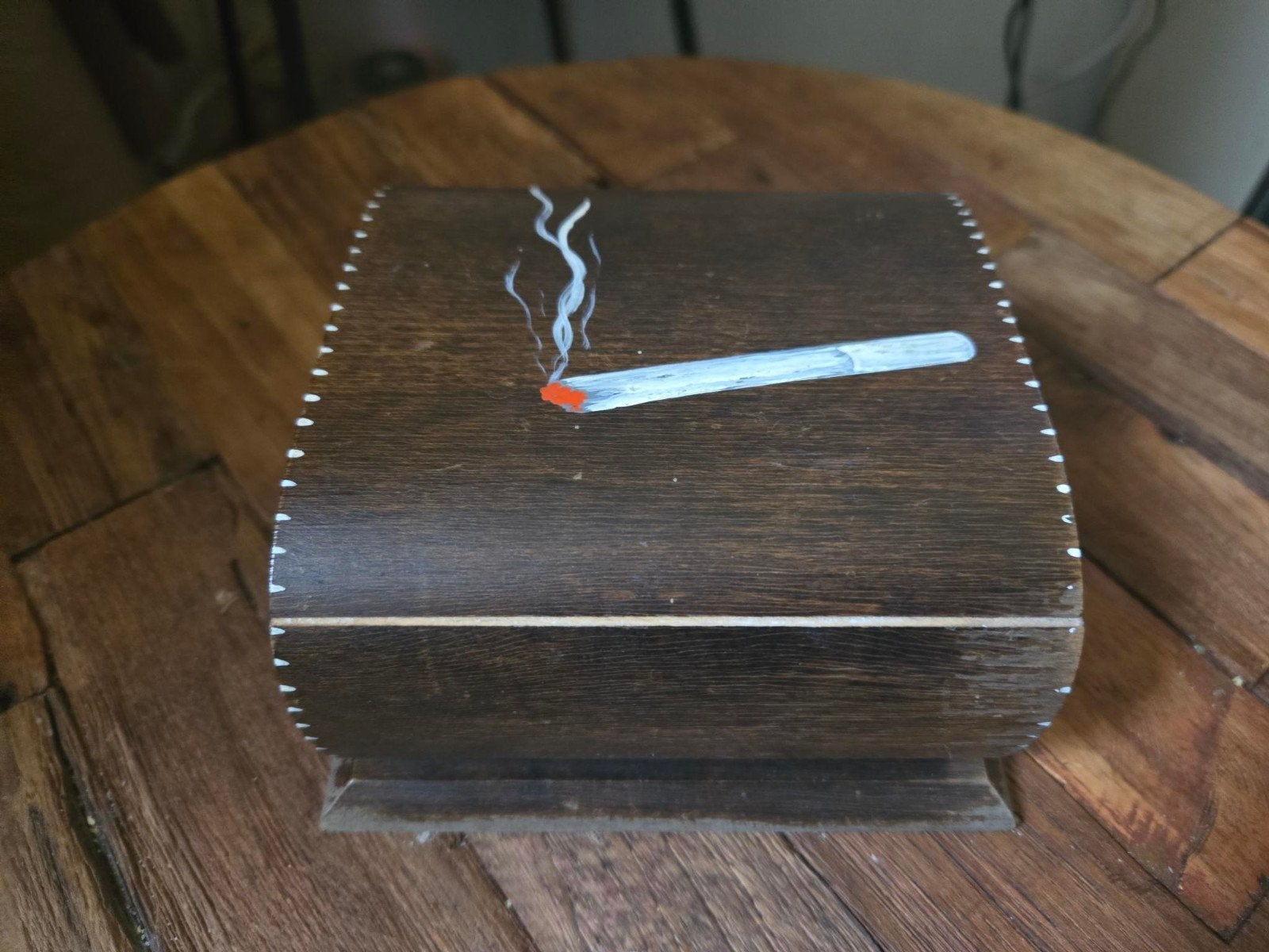 Vintage wooden smoke box, Ophalen of Verzenden, Gebruikt, Tabaksdoos of Verpakking