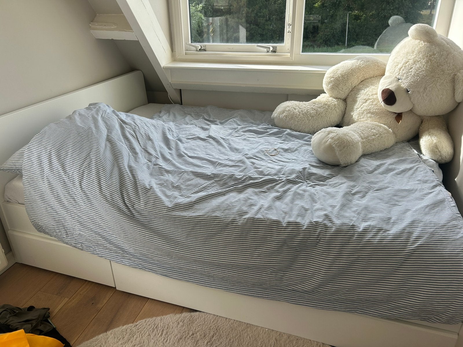 Bed 140 x 200 cm met opberglades - Wit, Huis en Inrichting, Ophalen, Wit, 140 cm, Zo goed als nieuw