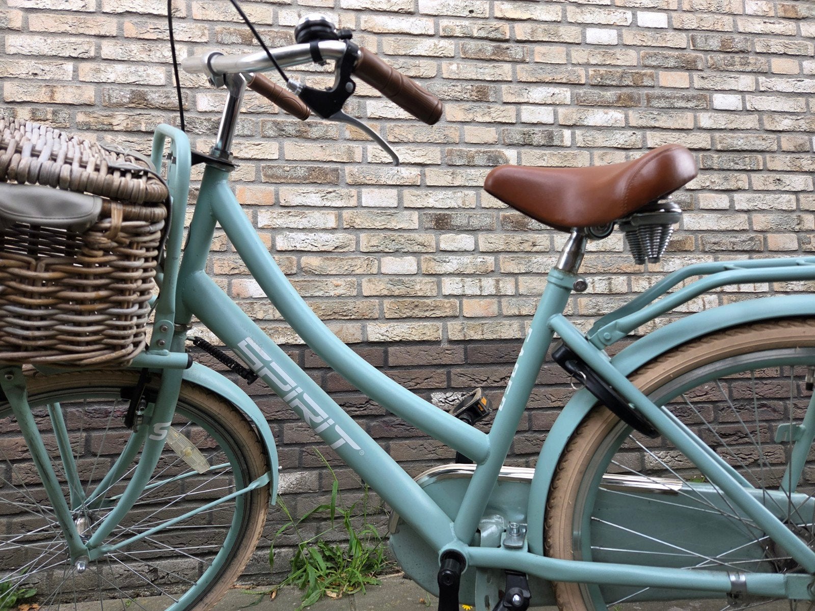 Spirit transportfiets - zeegroen met rieten ma, Ophalen, Terugtraprem, 24 inch, Spirit Cargo