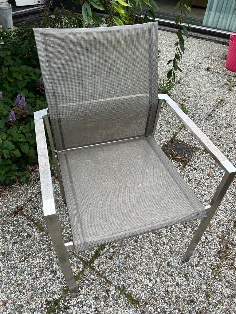 6 Tuinstoelen Barlow Tyrie Aura (stapelbaar), Tuin en Terras, Tuinstoelen, Ophalen, Zo goed als nieuw, Metaal, Stapelbaar