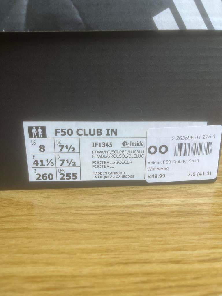 Adidas F50 Club IN Zaalvoetbalschoenen Maat 41 1/3, Maat XS of kleiner, Schoenen, Nieuw, Ophalen of Verzenden