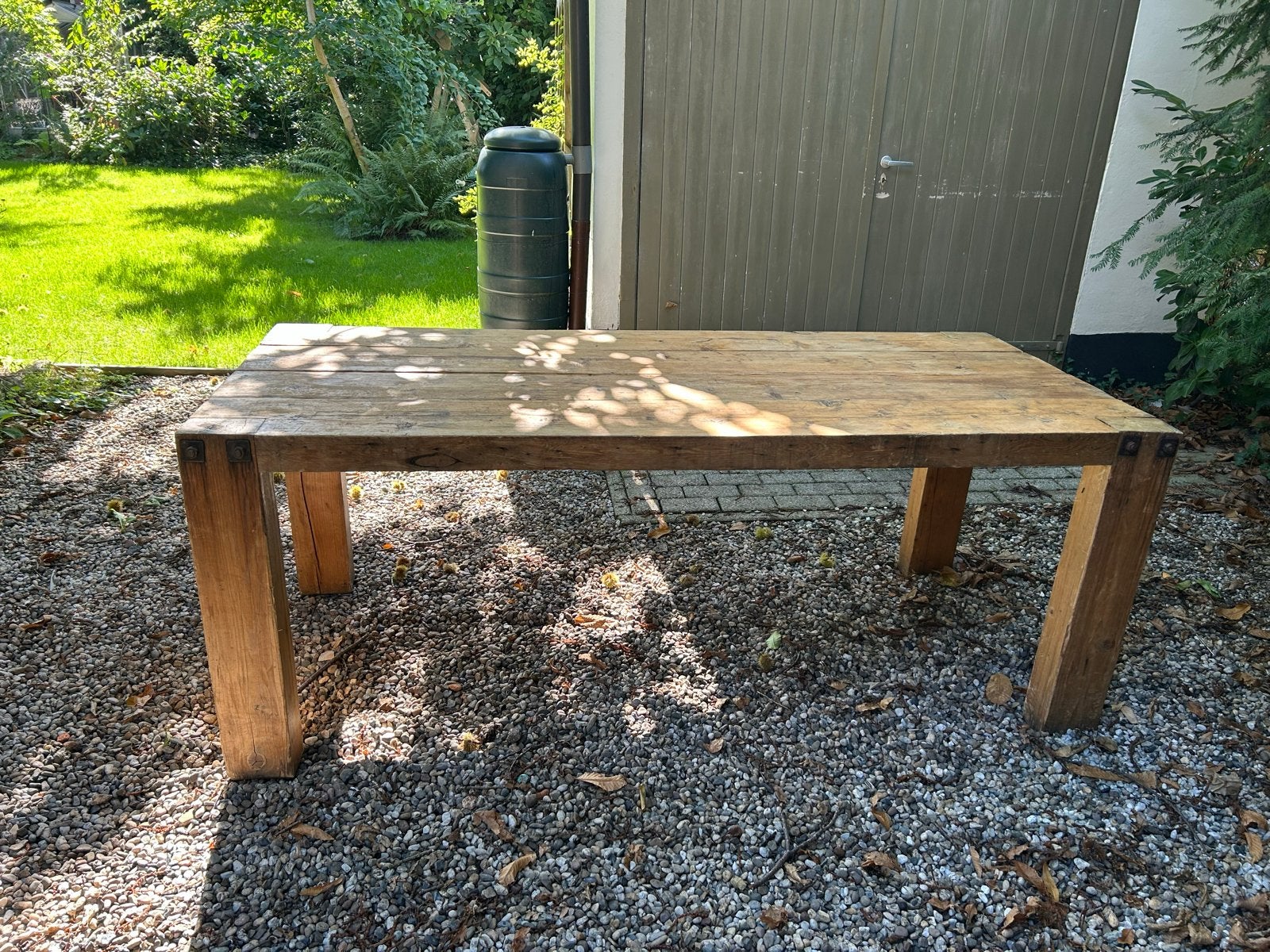 Robuuste Eettafel van oude eiken spoordelen - Jan van IJken, Ophalen, Gebruikt, Eikenhout, Vijf personen of meer