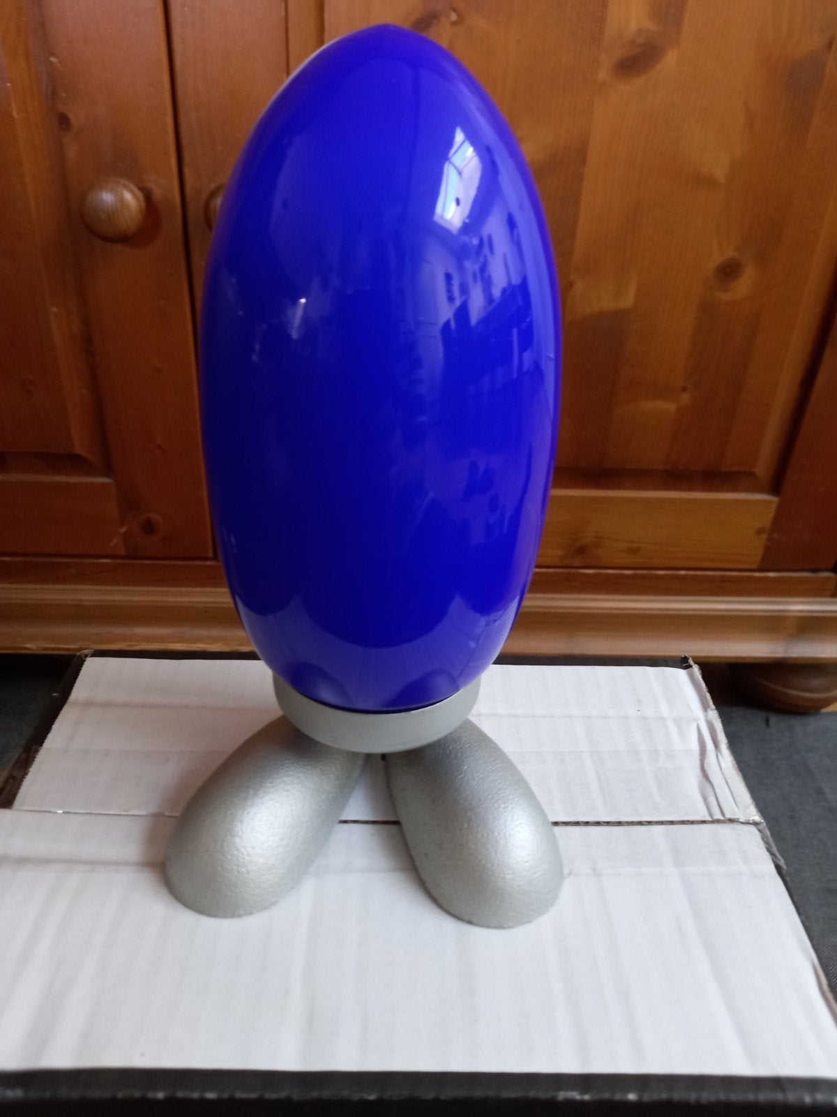 Vintage jaren '90, Ikea Dino Egg lamp blauw, model B9806., Blauw, Gebruikt, Vintage, Met schakelaar