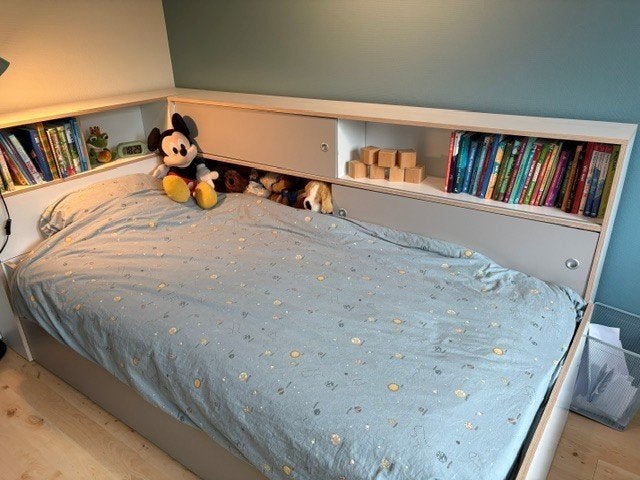 Bed met logeerbed (uitschuif bed) - Compleet, 180 cm of meer, Ophalen, Lattenbodem, 100 cm of meer