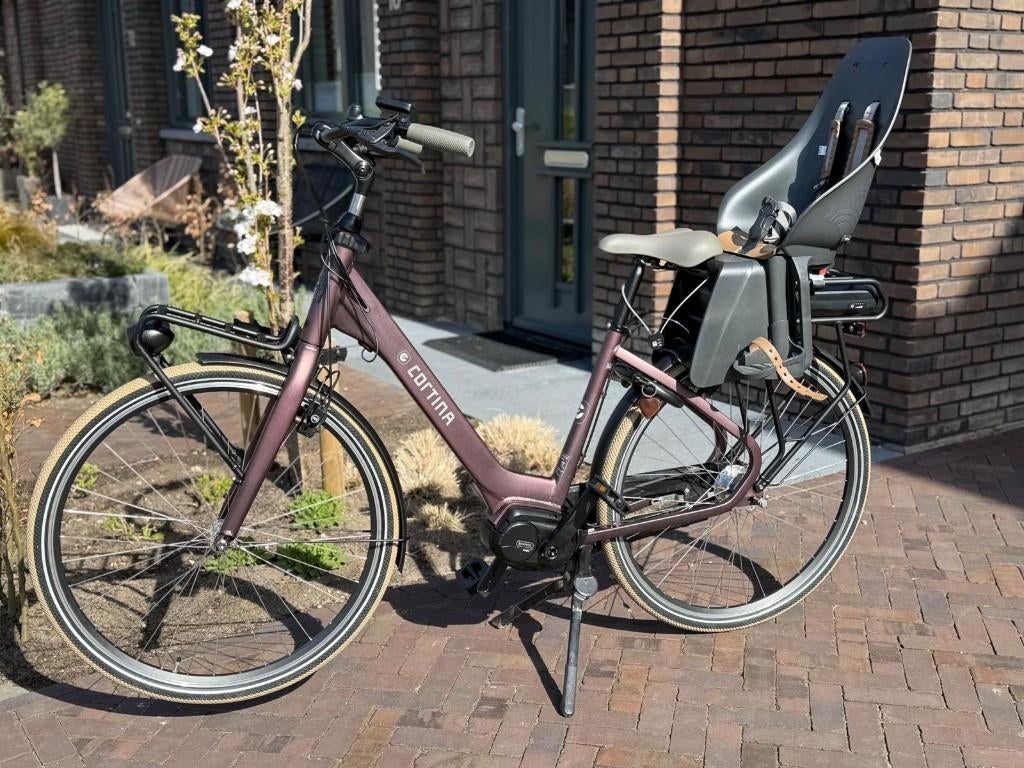 Cortina E-Common Family moederfiets - 50cm, 2 zitjes, Velgrem, Zo goed als nieuw, Versnellingen