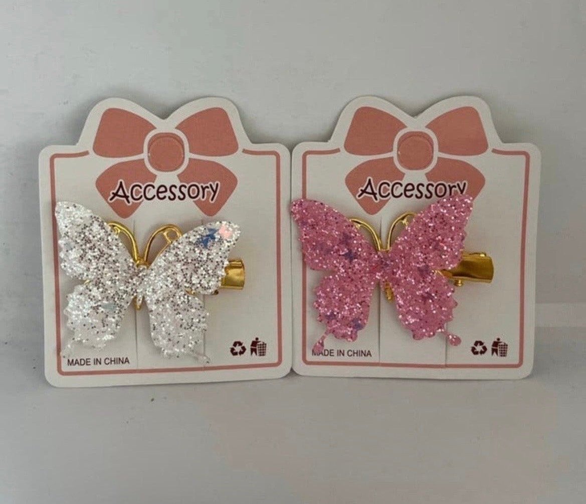 Nieuwe glitter vlinder haarclips - Wit en Roze, Verzenden, Nieuw, Haarspeld