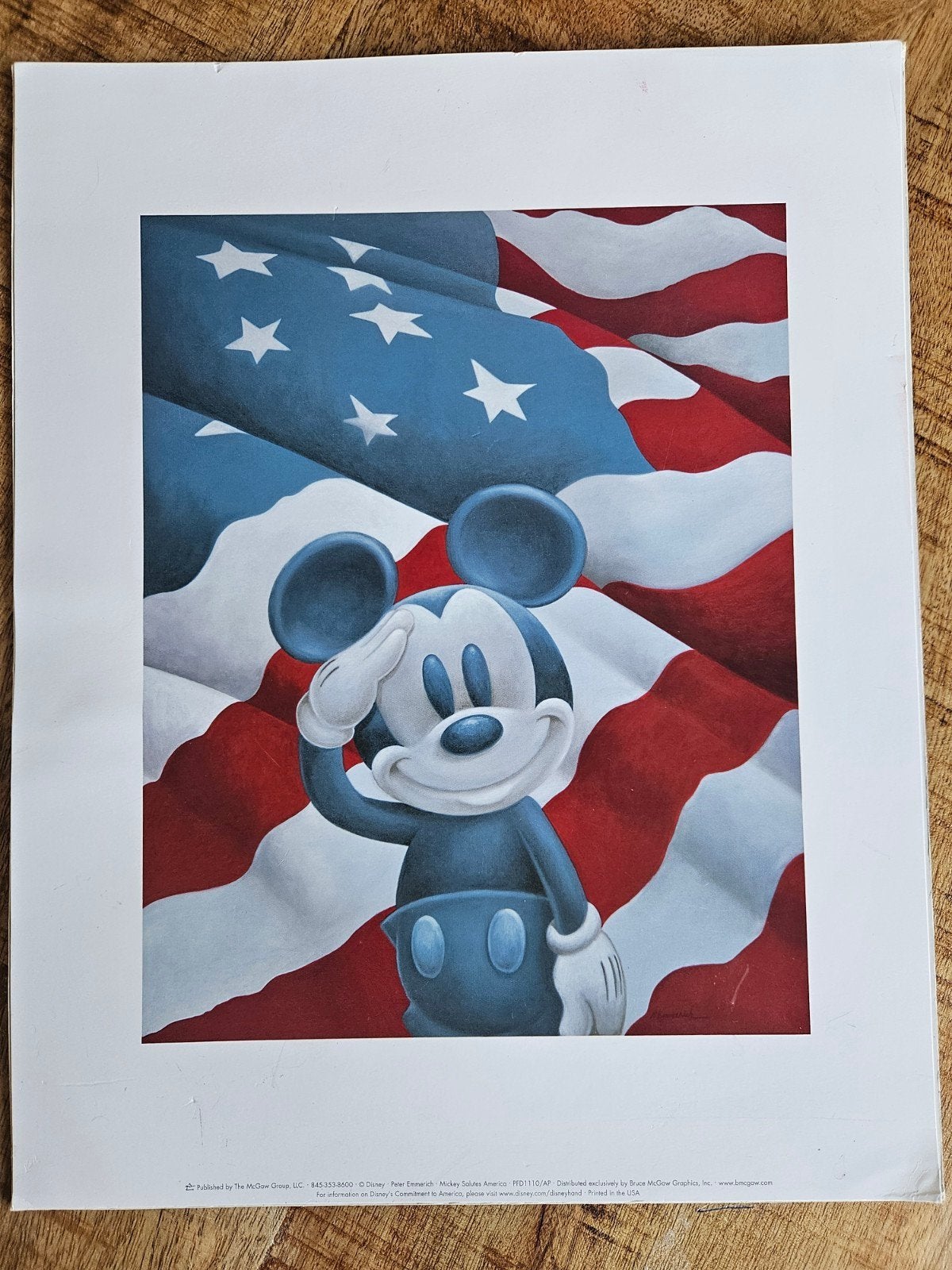 Disney Kunstprint  Mickey Salutes America, Ophalen of Verzenden, Print, Print/reproductie