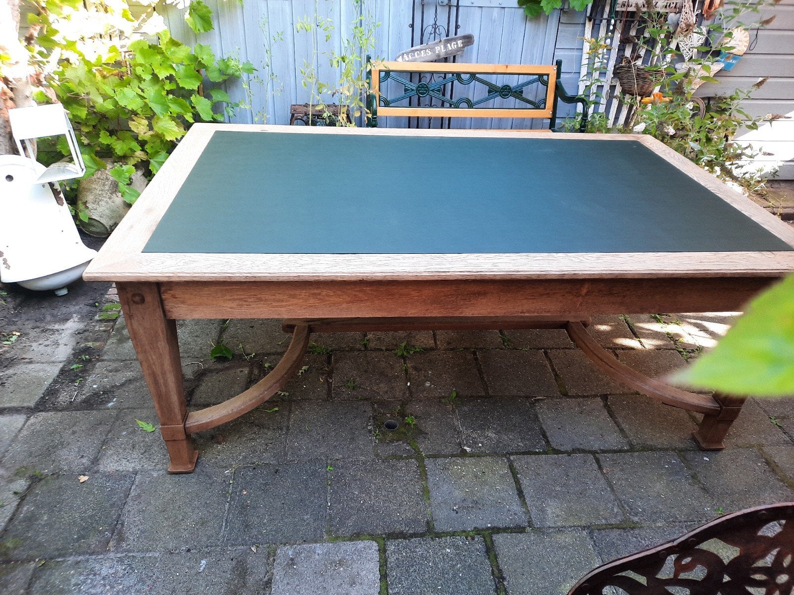 Robuuste eikenhouten schrijftafel, Ophalen of Verzenden