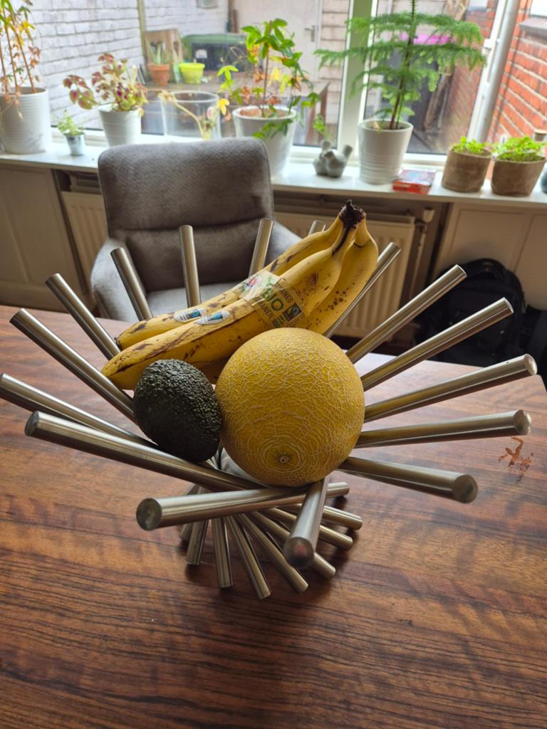 Moderne RVS Fruitschaal Stardust - Design Fruitmand, Overige materialen, Gebruikt, Schaal, Ophalen of Verzenden