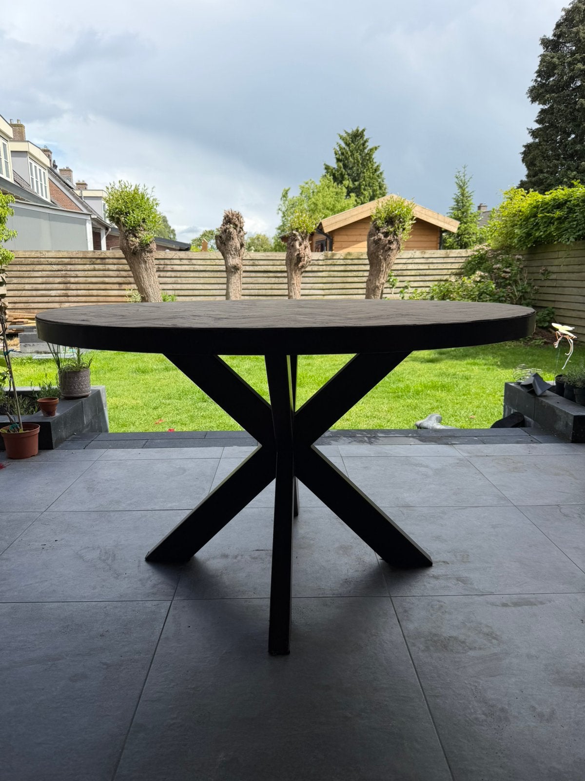 Eettafel van Mangohout, Ophalen, Rond, Zo goed als nieuw, Overige houtsoorten
