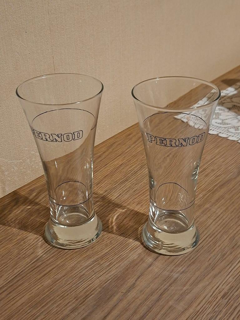 2 Vintage Pernod aperitiefglazen, Verzenden, Zo goed als nieuw, Borrel- of Shotglas