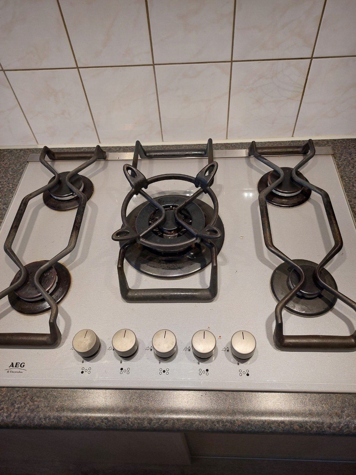 AEG kookplaat gas op glas. Afmetingen 68x 51diep, Ophalen, Zo goed als nieuw, Energieklasse A of zuiniger, Inbouw
