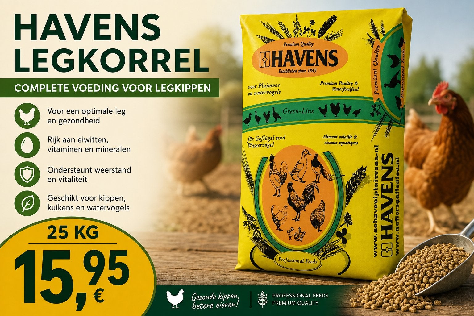 Kippenvoer legkorrel Havens 25 kg zak, Dieren en Toebehoren, Kip