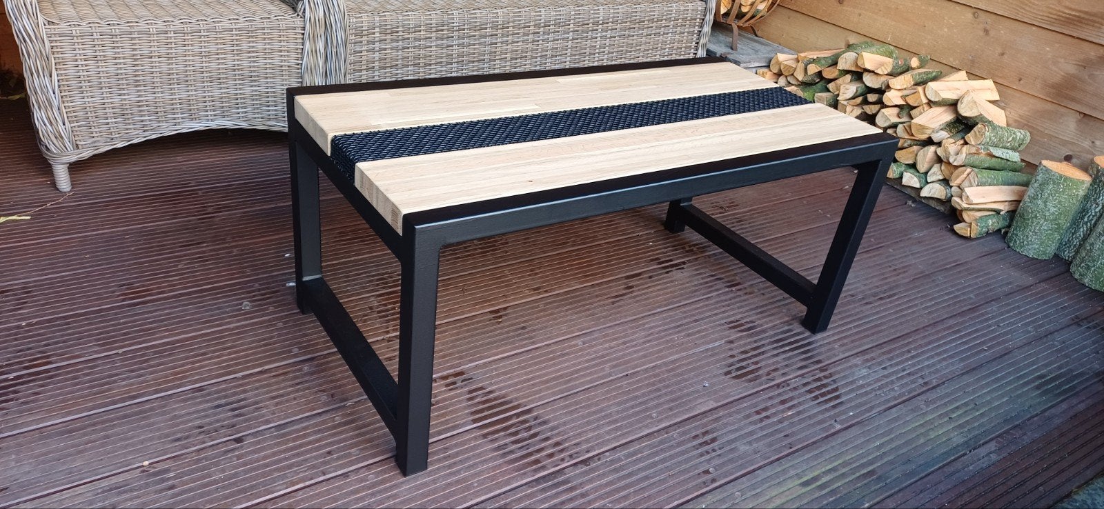 Salontafel met eikenhout en metalen frame, Ophalen, Nieuw