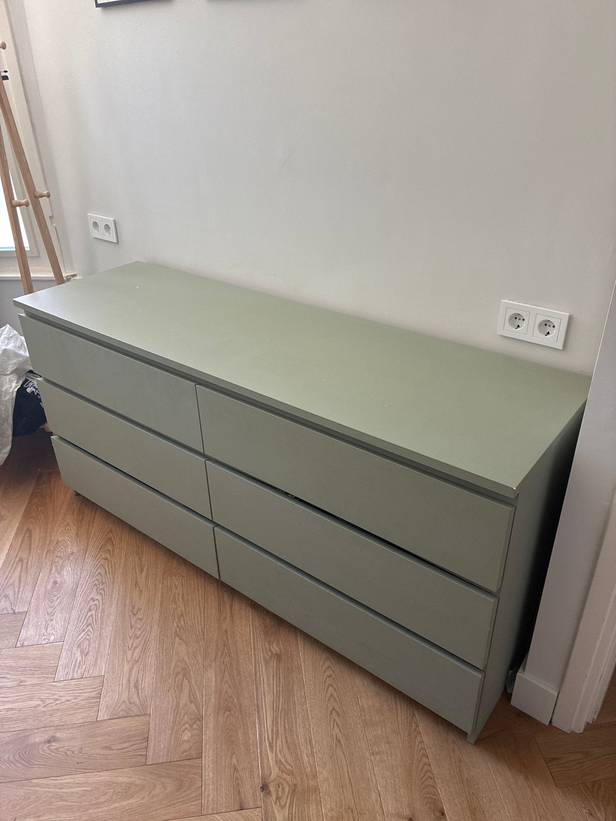 IKEA Malm ladekast met 6 lades - Groen geverfd, Ophalen, Gebruikt, 100 tot 150 cm, 5 laden of meer