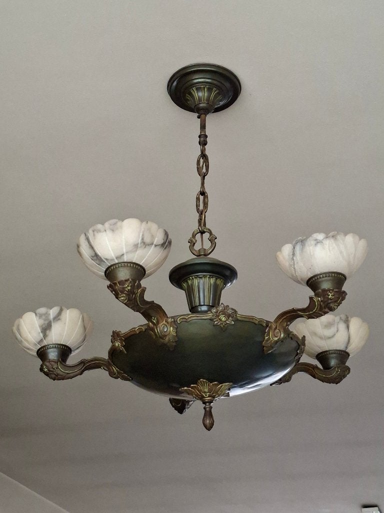 Antieke art deco kroonluchter, Ophalen