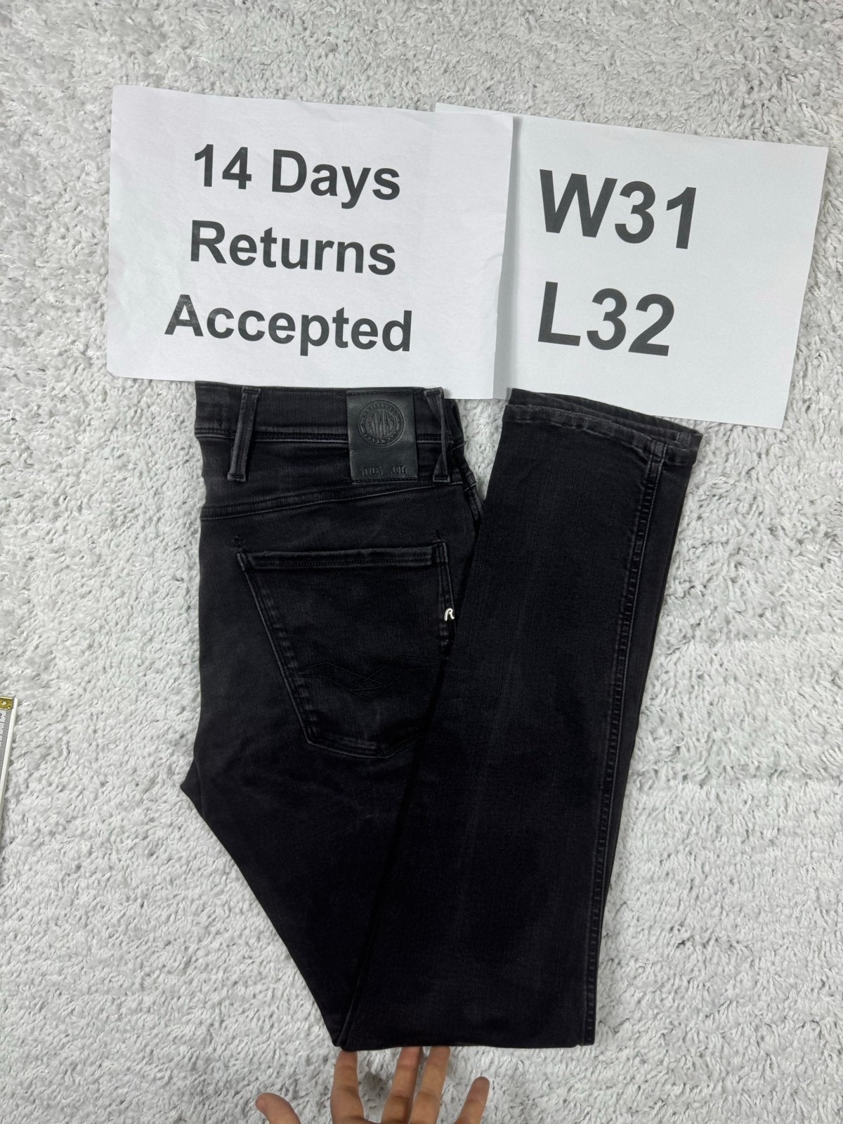 Replay Anbass Hyperflex Jeans Zwart W31 L32 Slim 2980, Kleding | Heren, Spijkerbroeken en Jeans, G, Zwart, G, W32 (confectie 46) of kleiner