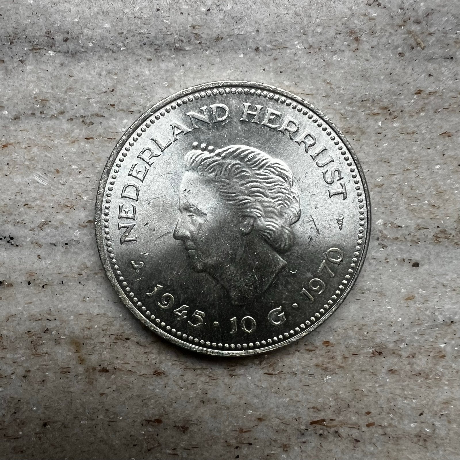 Zilveren 10 Gulden Munt Koningin Juliana 1970, Postzegels en Munten, Koningin Juliana, Zilver, Ophalen of Verzenden, Losse munt