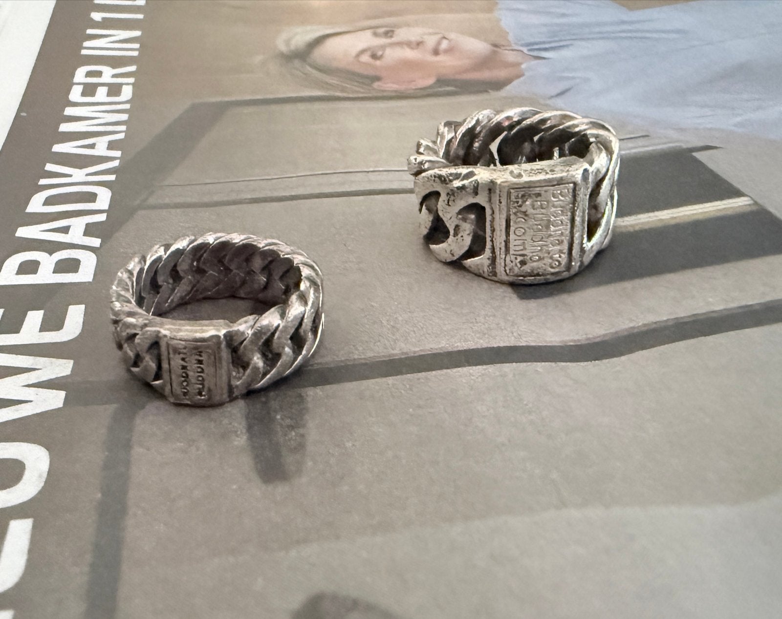 Zilveren Buddha to Buddha ringen, maat 17-18, Ophalen of Verzenden, Zo goed als nieuw, 17 tot 18, Dame of Heer