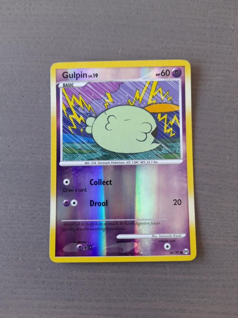 2009 arceus 66/99 gulpin reverse, Ophalen of Verzenden, Gebruikt, Losse kaart, Foil